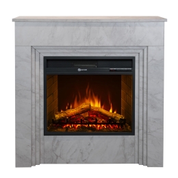 Camino elettrico da terra in legno effetto Marmo Bianco BELLINI L96 x P35 x H96 cm