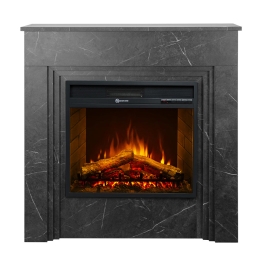 Camino elettrico da terra in legno effetto Marmo Nero BELLINI L96 x P35 x H96 cm