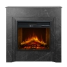 Camino elettrico da terra in legno effetto Marmo Nero BELLINI L96 x P35 x H96 cm