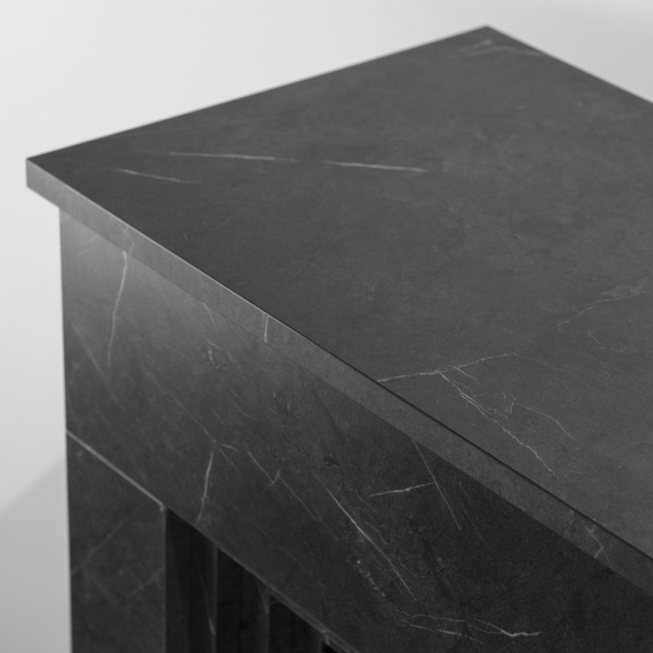 Camino elettrico da terra in legno effetto Marmo Nero BELLINI L96 x P35 x H96 cm