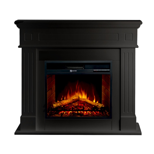 Camino elettrico da terra in legno Nero CAMBRIDGE 110x36x100h