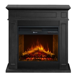 Camino elettrico da terra in legno Nero JEFFERSON L89,5 x H90,5 x P28 cm