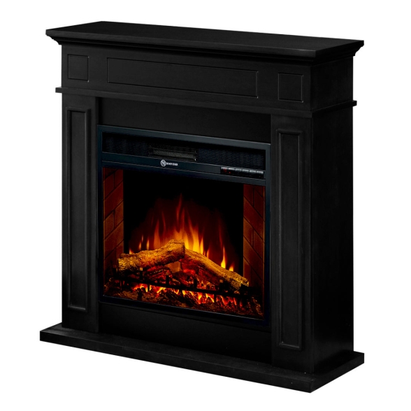 Camino elettrico da terra in legno Nero JEFFERSON L89,5 x H90,5 x P28 cm