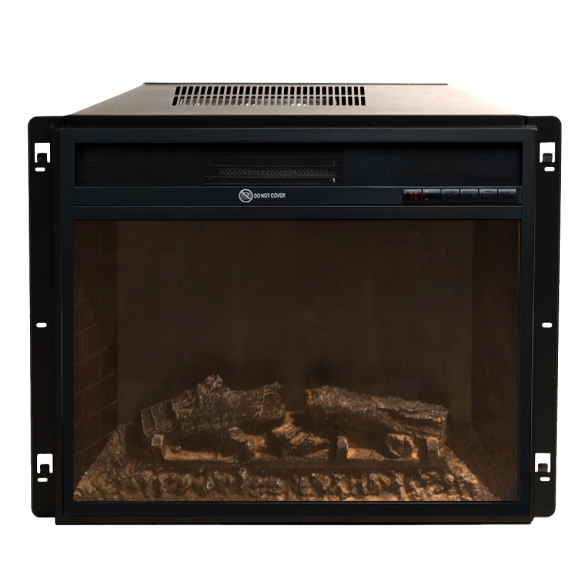 Camino elettrico da terra in legno Nero JEFFERSON L89,5 x H90,5 x P28 cm