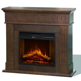 Camino elettrico da terra in legno Noce CAMBRIDGE 110x36x100h cm
