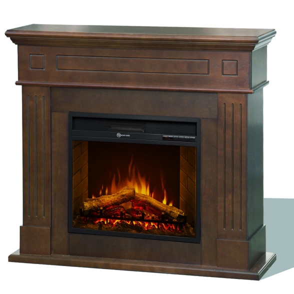Camino elettrico da terra in legno Noce CAMBRIDGE 110x36x100h cm