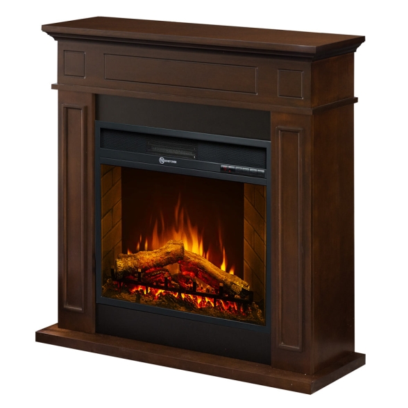 Camino elettrico da terra in legno Noce JEFFERSON L89,5 x H90,5 x P28 cm