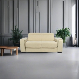 Divano Letto 2 Posti In Tessuto Crema Con Materasso Incluso Plutone