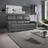 Divano In Pelle 3 Posti 211 Cm Recliner Elettrici Claus Grigio Scuro