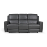 Divano In Pelle 3 Posti 211 Cm Recliner Elettrici Claus Grigio Scuro