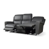 Divano In Pelle 3 Posti 211 Cm Recliner Elettrici Claus Grigio Scuro