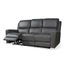 Divano In Pelle 3 Posti 211 Cm Recliner Elettrici Claus Grigio Scuro