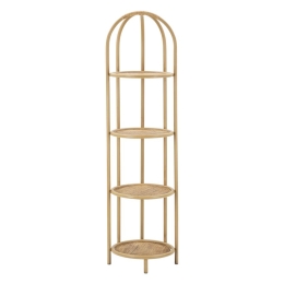 Libreria Angolare Rotonda In Rattan 4 Ripiani 40x38x150 Panama