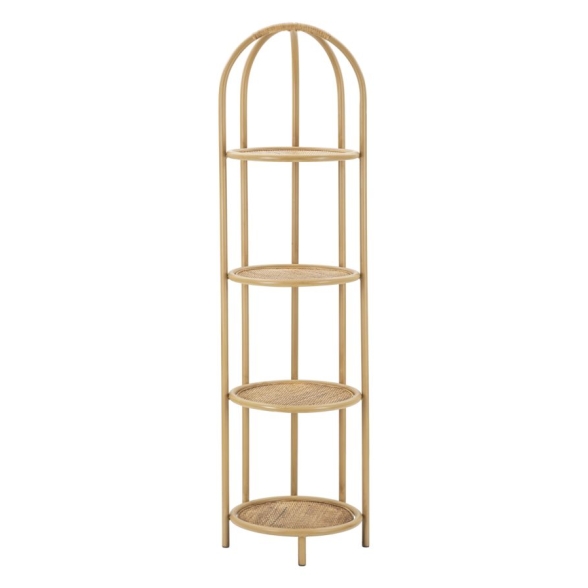 Libreria Angolare Rotonda In Rattan 4 Ripiani 40x38x150 Panama