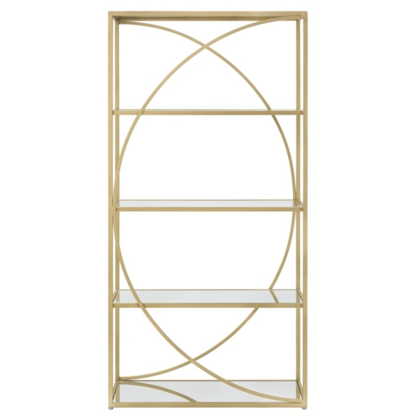 Libreria Stile Glamour 90x38x180 Oro Con Ripiani A Specchio Glamy