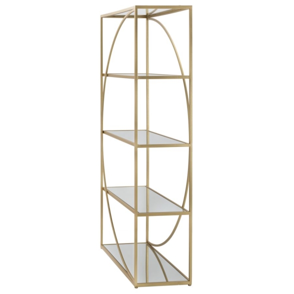 Libreria Stile Glamour 90x38x180 Oro Con Ripiani A Specchio Glamy