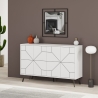 Madia Moderna 4 Ante 123 Cm Design Geometrico Dune Bianca