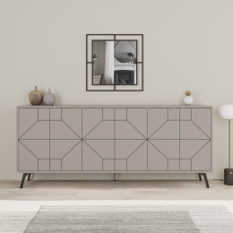 Madia Moderna 6 Ante 183 Cm Design Geometrico Dune Tortora