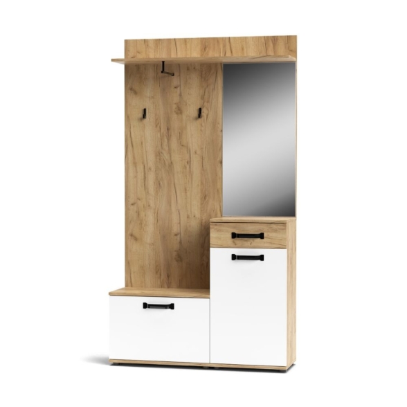 Mobile Ingresso 104x32x190 Bianco E Rovere Mosso MO6