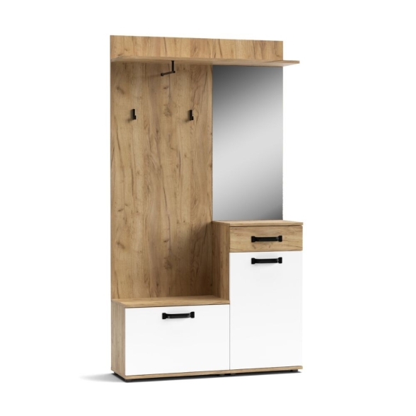Mobile Ingresso 104x32x190 Bianco E Rovere Mosso MO6