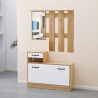 Mobile ingresso con specchio e scarpiera e bianco e rovere Rudolf XL