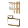 Mobile ingresso con specchio e scarpiera e bianco e rovere Rudolf XL