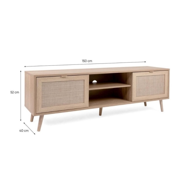 Mobile Porta TV 150 Cm 2 Ante Effetto Vimini Bali 56A