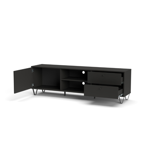 Mobile TV 180 Cm Con Anta Cassetti E Vani A Giorno Aldo Antracite