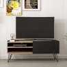 Mobile TV Da Terra 124 Cm Con Piedini In Metallo Nero E Noce Aral