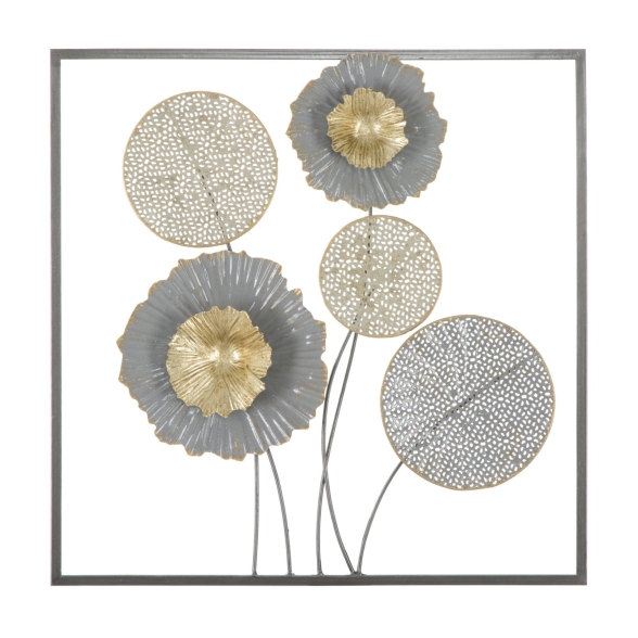 Pannello Decorativo a Fiori Sqity 50x3,8x50 Cm In Ferro Multicolore