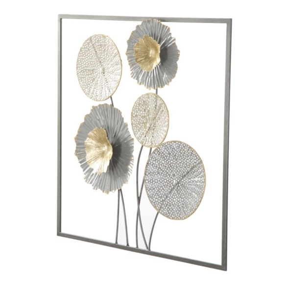 Pannello Decorativo a Fiori Sqity 50x3,8x50 Cm In Ferro Multicolore