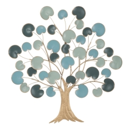 Pannello Decorativo A Parete Albero 89x2,5x90 Cm In Ferro Apple Blu Chiaro
