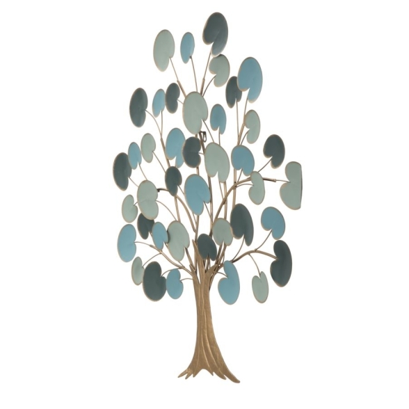 Pannello Decorativo A Parete Albero 89x2,5x90 Cm In Ferro Apple Blu Chiaro