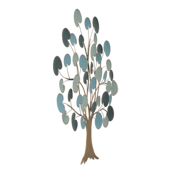 Pannello Decorativo A Parete Albero 89x2,5x90 Cm In Ferro Apple Blu Chiaro