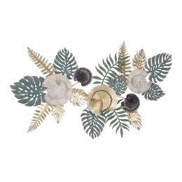Pannello Decorativo A Parete Foglie 115x6x70 Cm In Ferro Amaz Mix Color