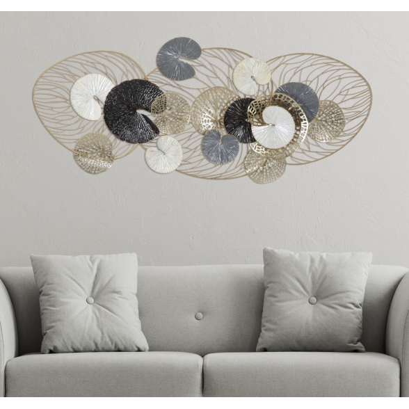 Pannello Decorativo Astratto Luxy 124,5x9,5x55 Cm In Ferro Multicolore