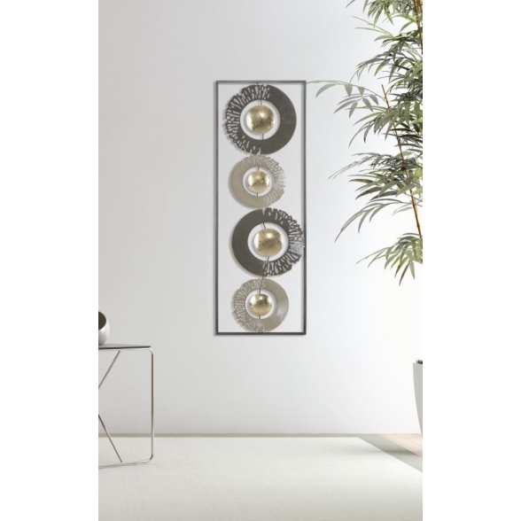Pannello Decorativo Astratto Ring 31x3x89,5 Cm In Ferro Multicolore