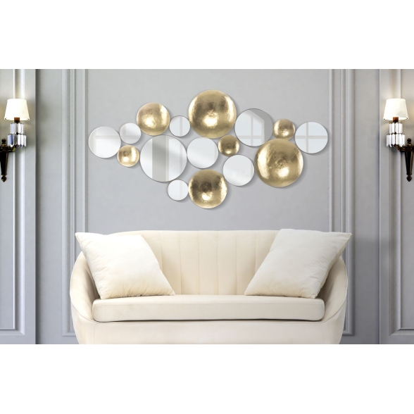 Pannello Decorativo Gold Mirror Glam 118X2,5X60 Cm In Ferro Con Specchi