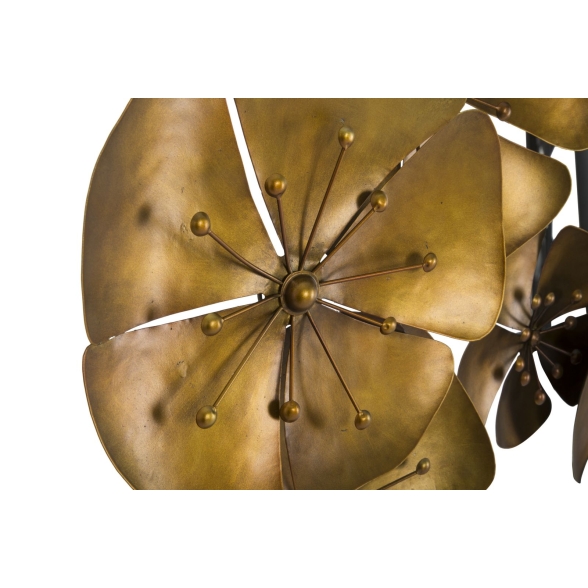Pannello Decorativo In Ferro 80x6x57 Cm Flowe Goldy Oro Ver.B