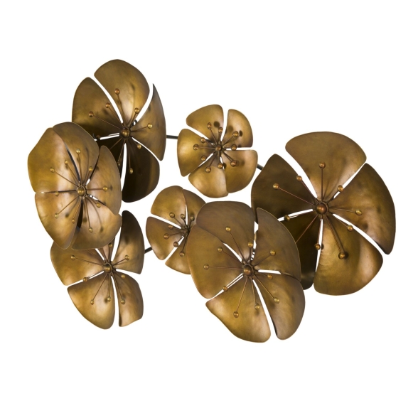 Pannello Decorativo In Ferro 80x6x57 Cm Flowe Goldy Oro Ver.B