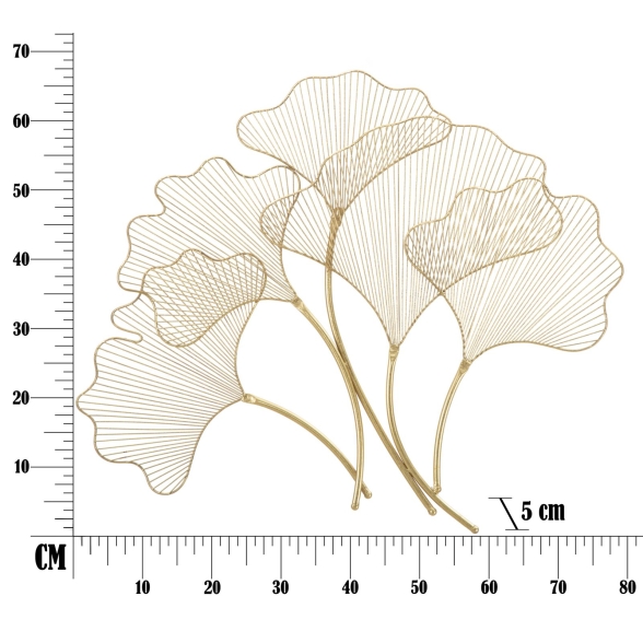 Pannello Decorativo In Ferro A Fiori Glam Leaf 79x5x68 Cm Oro