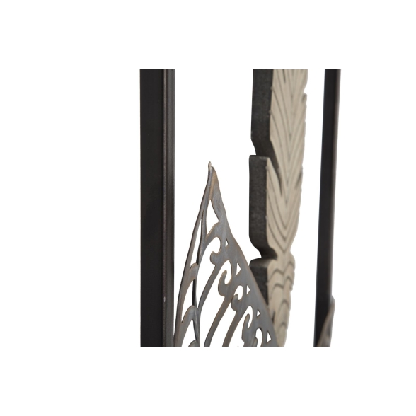 Pannello Decorativo In Ferro E Legno Foglie 30,5x1,9x91 Cm Oro E Argento Ver.A