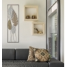 Pannello Decorativo In Ferro E Legno Foglie 30,5x1,9x91 Cm Oro E Argento Ver.B