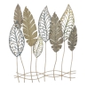 Pannello Decorativo In Ferro E Legno Foglie 75x2,5x87 Cm Oro E Argento Ver.C
