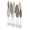 Pannello Decorativo In Ferro E Legno Foglie 75x2,5x87 Cm Oro E Argento Ver.C