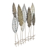 Pannello Decorativo In Ferro E Legno Foglie 75x2,5x87 Cm Oro E Argento Ver.C
