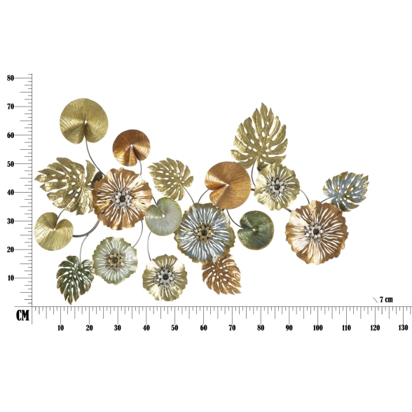 Pannello Decorativo In Ferro Leaf Multicolore 117x7x74