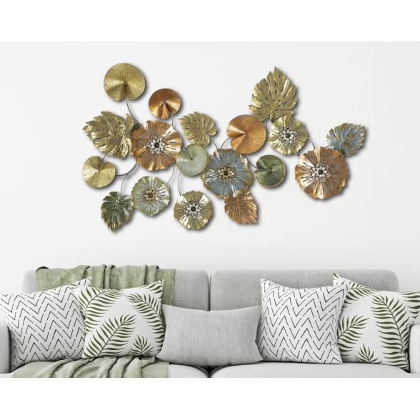 Pannello Decorativo In Ferro Leaf Multicolore 117x7x74