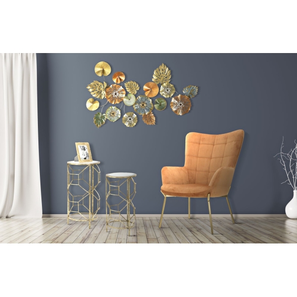 Pannello Decorativo In Ferro Leaf Multicolore 117x7x74