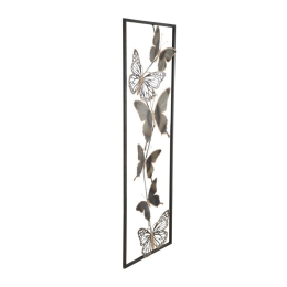 Pannello Decorativo Murale In Ferro Farfalle 31x2,5x90 Cm Nero/Argento